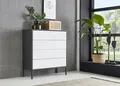 Produktbild: BMG Möbel Kommode Mailand 3, grifflos, Metallfüßen, Anthrazit/ Weiß