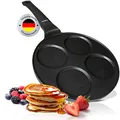 Produktbild: endusor Pancake Pfanne Spiegeleipfanne - Ø26cm mit [PowerShield]-Beschichtung | Induktion Ceran Gas Elektro | 4x Form Maker Eierpfanne, Spiegelei Liwanzen Poffertjes Blinis