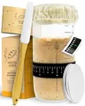 Produktbild: KRUSTENZAUBER Sauerteig Starter Set - 600ml Gärglas mit Spatel u. Thermometer - Brot Backen Zubehör, Sauerteig Glas, Fermentieren, Sourdough Starter Kit, Anstellgut Glas Behälter, Fermentierglas
