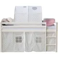 Produktbild: Homestyle4u Hochbett 90x200 mit Vorhang und Tunnel in Weiß Sterne 1889