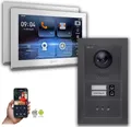 Produktbild: Goliath IP Video Türsprechanlage: 10-Zoll 2 Familienhaus, Anzeige, Anthrazit : Unterputzdose : 10 Zoll in Weiß : 4er POE Anschluss über:: 4er POE Monitor Auswahl: 10 Zoll in Weiß Türklingel Montagedose: Unterputzdose