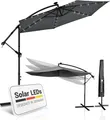 Produktbild: Juskys Ampelschirm Brazil 300 cm mit LED, UV-Schutz, Kurbel & Hülle - Grau