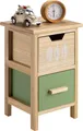 Produktbild: Kommode ESTA mit 2 Schubladen, kleine Beistellkommode für Kinderzimmer, Nachttisch natur lackiert