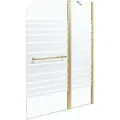 Produktbild: BELIANI Badewannenaufsatz Gold Sicherheitsglas u. Aluminiumprofil 140 Hoch 100 cm Breit 2-Teilig mit Schwingtür Griff Festteil Modern für Badezimmer - Transparent/Gold