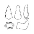 Produktbild: GastroMax - Set med 5 kakmått - Julkaksformar - Julgran, Julstrumpa, Jultomte, Snögubbe och Snöflinga - Kakform för Originella Kakor - för En Unik Jul med Din Familj - Tillverkad av Rostfritt Stål