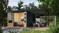 Produktbild: CHILLROI® Hybrid Gartenhaus Hollywood inkl. Fußboden optional mit Anbau Gartenlaube Geräteschuppen Gartenhütte (Anthrazit mit Anbau)