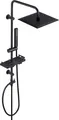 Produktbild: JOHO Edelstahl Regendusche Duschsystem mit Ablage Kopfbrause 20x20cm Schwarz
