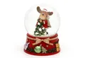Produktbild: Dekohelden24 Schneekugel Schneekugel mit Elch und roter Sockel, Maße L / B / H: 7 x 7 x 8,5 cm (1 St)