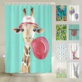 Produktbild: arteneur® - Giraffe - Anti-Schimmel Duschvorhang 200x220 - Recycelt mit Öko-Tex Standard 100 - Beschwerter Saum, Blickdicht, Wasserdicht, Waschbar, 12 Ringe & E-Book