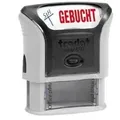 Produktbild: Stempel Printy Motiv/Text GEBUCHT Abdruck: blau/rot 46x17mm