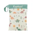 Produktbild: ARTEE Nasstasche für Kita-Wechselwäsche, Wasserdicht, Waschbar, mit Reißverschluss, Personalisierbar, mit Name, für Kindergarten, Strand, Sport (Sunny Dino Land)