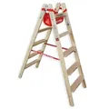 Produktbild: Euroline Holz Stufenstehleiter mit Comfort-Stufen mit Werkzeugablage 2x5 Stufen