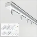 Produktbild: Sekey Gardinenstange Gardinenschiene Ausziehbar Alu-Vorhangschiene Maßgeschneidert, gebohrt, 1-läufig, 115 - 210cm stufenlos verstellbare, Decken oder Wandmontage 115 cm - 210 cm