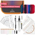 Produktbild: CALCUSO GEOMETRIE SET PRO in orangener Federmappe/Federmäppchen mit Zirkel und Geodreieck - Praktisches Mäppchen für Schule, Uni, Büro und Zeichnungen - Ideal als Geometrie-Set für die Schule