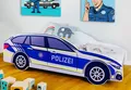 Produktbild: Kids Collective Autobett Kinderbett Jugendbett Polizei 70x140, 80x160 cm mit Rausfallschutz, Polizeiauto Polizisten Kinderspielbett 70x140 cm