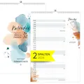 Produktbild: heaven+paper Paarplaner 2 Spalten Aquarell Kunstkalender - Kalender für einen oder zwei 2026 mit Feiertagen, Schulferien - Wandkalender 2026 (Happy Splash, 2 Spalten)