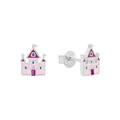 Produktbild: Prinzessin Lillifee Ohrstecker 925 Sterling Silber Mädchen Kinder Ohrschmuck, mit Zirkonia synth., 0,9 cm, Rosa, Schloss, Kommt in Schmuck Geschenk Box, 2039763