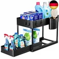 Produktbild: Puricon Unter Waschbecken Regal, 2 Etagen Standregal Küche Arbeitsplatte Regal