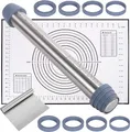 Produktbild: Edelstahl Nudelholz Teigroller aus Metall Dicke-Verstellbares Nudelholz Einst...