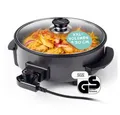 Produktbild: GOURMETmaxx Elektrische Pfanne 1500W metallic schwarz 30cm mit Deckel und Trenner, 1500 W, Pasta Pizza ohne Herd zubereiten Antihaftbeschichtung mit Cool-Touch