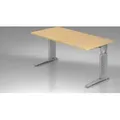 Produktbild: Schreibtisch U-Serie | inkl. Kabelwanne | C-Fuß | höheneinstellbar, Größe Tischplatte:160 x 80 cm, Farbe Tischplatte:Ahorn, Farbe Gestell:Silber - Silber