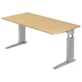 Produktbild: HAMMERBACHER Haziender höhenverstellbarer Schreibtisch ahorn rechteckig, C-Fuß-Gestell silber 160,0 x 80,0 cm