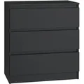 Produktbild: Onlywood - Kommode Schrank Tisch 3 Schubladen Malwa M3 Farbe Schwarz für Zuhause fürs Büro