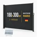 Produktbild: Onbest Seitenmarkise Sichtschutz ausziehbar mit Schrauben und Dübel UV-Beständig, Wasserabweisend, 180x300 cm grau 300 cm x 180 cm