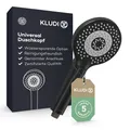 Produktbild: KLUDI-X3 Universal Duschkopf wassersparend als Option, Duschbrause mit 3 Strahlarten (Body, Hair, Skin), reinigungsfreundlicher Brausekopf Ø 11,7 cm, Shower Head, Schwarz Matt