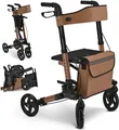 Produktbild: Juskys Rollator Vital faltbar, leicht, höhenverstellbar - Sitz, Tasche - Braun