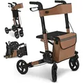 Produktbild: Juskys Rollator Vital faltbar, leicht, höhenverstellbar - Sitz, Tasche - Braun - Braun
