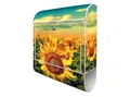 Produktbild: banjado Wandbriefkasten Stahl Sonnenblumen (Wandbriefkasten witterungsbeständig, pulverbeschichtet, mit Zeitungsfach), 39 x 47 x 14cm