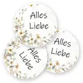 Produktbild: 50 Aufkleber ALLES LIEBE - Blumenmotiv Rund Ø 4,5 cm, Besondere Anlässe