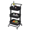Produktbild: Servierwagen MCW-C64, Küchenwagen Barwagen Teewagen Transportwagen Rollwagen ~ schwarz mit Griff
