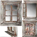 Produktbild: Wandspiegel Bilderrahmen Fotorahmen Spiegel Fensterladen Holz 64 cm Ablage Deko