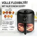 Produktbild: GOURMETmaxx Heißluftfritteuse mit 2,3 l & 1000 Watt - inkl. Timer & 8 Funktionen - Schwarz