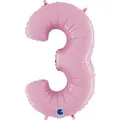 Produktbild: Grabo Folienballon Nummer 3, Pastellrosa, 66 cm