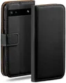 Produktbild: moex Handyhülle für Google Pixel 6a Hülle Klappbar Book Case Schwarz 6,1 Zoll, Klapphülle Kartenfach Flip Cover Handytasche Leder Optik Schutzhülle