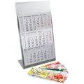 Produktbild: Timr Tischkalender zum Aufstellen aus Edelstahl I für 2 Jahre 2026/2027 I Blumen-Motive in Aquarell I 3-Monatsübersicht mit Block Magneten I tr128