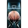 Produktbild: JFabrics Handtuch Strandtuch Saunatuch Basketball mit Basketballkorb, 70 x 140 cm, 100% Baumwolle