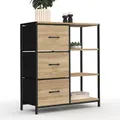 Produktbild: IDMarket - Beistellbuffet mit 3 Schubladen und Regalen 70 cm Utah Industriedesign