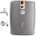 Produktbild: GARANTIA Terranova Regentonne Komplett-Set 275 Liter Graphite Grey | inkl. Chrom-Auslaufhahn und Fallrohranschluss Wandtank, Wassertank, Regenwassertonne, Regenwassertank, Wasserbehälter
