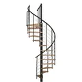 Produktbild: Matisère - Wendeltreppe 13 Stufen - Ø 160cm - Erreichbare Höhe 2.54 Bis 3.05m - Schwarze Struktur Und Buchestufe - Vene160/nh-13