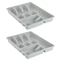 Produktbild: Engelland 2 x Besteckkasten Besteckkorb mit 6 Fächern, Kunststoff, BPA-frei, Farbe: Hellgrau, Maße: 38 x 29 x 5 cm