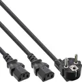 Produktbild: InLine® Netz-Y-Kabel, 1x Schutzkontakt ST zu 2x Kaltgeräte ST, 5m Kabel Stromkabel extern