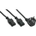 Produktbild: InLine® Netz-Y-Kabel 1x Schutzkontaktstecker zu 2x Kaltgerätestecker schwarz 5m