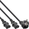 Produktbild: InLine® Netz-Y-Kabel, 1x Schutzkontakt Stecker zu 2x Kaltgeräte Stecker, 5m