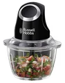 Produktbild: Russell Hobbs Zerkleinerer elektrisch Mini [Glasbehälter inkl. Aufbewahrungsdeckel] Matt Schwarz (500ml, Gemüsezerkleinerer, Mixer, Multi-& Universalzerkleinerer f. Gemüse, Obst & Fleisch) 24662-56