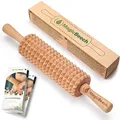 Produktbild: MagicBeech Massageroller aus 100% Buchenholz – Holz Massage-Rolle mit Griff Massagegerät gegen Cellulite zur Maderotherapie Lymphdrainage Körpermassage