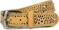Produktbild: styleBREAKER Damen Gürtel mit Cutout Lochmuster, Strass und Nieten, Vintage Nietengürtel, kürzbar 03010092, Farbe:Senf, Größe:90cm
